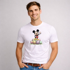 Tricou Paste Mickey Mouse Paste Oua Colorate Gramada, din bumbac 100%, tricou alb, Copii | Dama | Barbat - Img 2