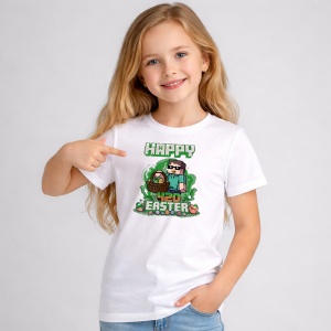 Tricou Paste Minecraft Gamer 420 Paste Video Game Oua Colorate, din bumbac 100%, tricou alb, Copii | Dama | Barbat