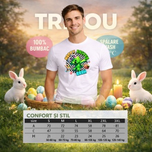 Tricou Paste Minecraft Happy Easter Bruh Gamer Pixel Oua, din bumbac 100%, tricou alb, Copii | Dama | Barbat - Img 6