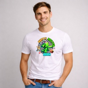 Tricou Paste Minecraft Happy Easter Gamer Oua Colorate Bruh, din bumbac 100%, tricou alb, Copii | Dama | Barbat - Img 2