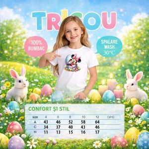 Tricou Paste Minnie Mouse Paste Ou Mare Colorat Decorativ, din bumbac 100%, tricou alb, Copii | Dama | Barbat - Img 4