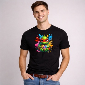 Tricou Paste Ninja Turtles Paste Oua Colorate Cos, din bumbac 100%, tricou negru, Copii | Dama | Barbat