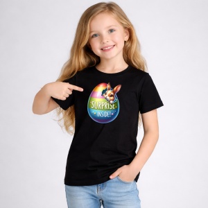 Tricou Paste Ou Paste Surprise Inside Iepuras Colorat, din bumbac 100%, tricou negru, Copii | Dama | Barbat - Img 1