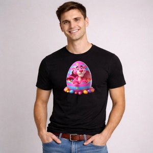 Tricou Paste Pantera Roz Paste Ou Colorat Decorativ, din bumbac 100%, tricou negru, Copii | Dama | Barbat - Img 2
