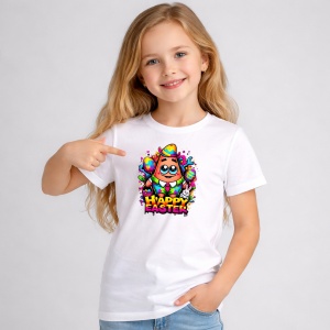 Tricou Paste Patrick Star Happy Easter Oua Colorate Vesel, din bumbac 100%, tricou alb, Copii | Dama | Barbat