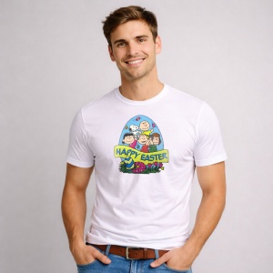 Tricou Paste Peanuts Happy Easter Personaje Oua Colorate, din bumbac 100%, tricou alb, Copii | Dama | Barbat - Img 2