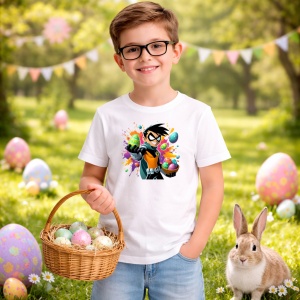 Tricou Paste Robin Teen Titans Paste Oua Colorate Cos, din bumbac 100%, tricou alb, Copii | Dama | Barbat - Img 5