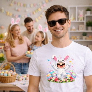 Tricou Paste Roblox Copil Costum Iepuras Happy Easter Oua Flori, din bumbac 100%, tricou alb, Copii | Dama | Barbat - Img 7