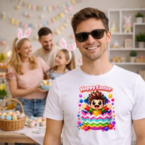 Tricou Paste Roblox Happy Easter Ou Zig Zag Colorat Vesel, din bumbac 100%, tricou alb, Copii | Dama | Barbat - Img 7