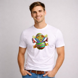 Tricou Paste Shrek Happy Easter Ou Colorat Banner Festiv, din bumbac 100%, tricou alb, Copii | Dama | Barbat - Img 2