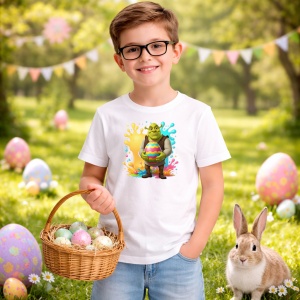 Tricou Paste Shrek Ou Urias Colorat Stropi Vopsea Paste, din bumbac 100%, tricou alb, Copii | Dama | Barbat - Img 5