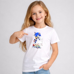 Tricou Paste Sonic Iepuras Felices Pascua Oua Colorate, din bumbac 100%, tricou alb, Copii | Dama | Barbat