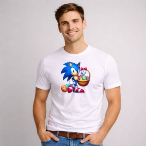Tricou Paste Sonic Paste Cos Oua Colorate Rapid, din bumbac 100%, tricou alb, Copii | Dama | Barbat - Img 2