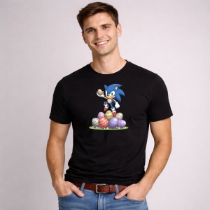 Tricou Paste Sonic Paste Oua Colorate Stack Festiv, din bumbac 100%, tricou negru, Copii | Dama | Barbat