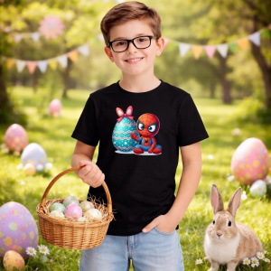 Tricou Paste Spiderman Paste Ou Mare Decorativ, din bumbac 100%, tricou negru, Copii | Dama | Barbat - Img 5