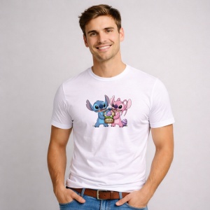 Tricou Paste Stitch Angel Paste Cos Oua Colorate Iepurasi, din bumbac 100%, tricou alb, Copii | Dama | Barbat - Img 2