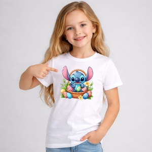 Tricou Paste Stitch Paste Cos Oua Colorate Flori 2, din bumbac 100%, tricou alb, Copii | Dama | Barbat - Img 1