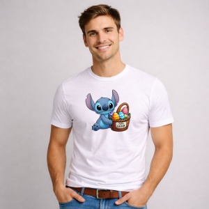 Tricou Paste Stitch Paste Cos Oua Colorate Happy Easter, din bumbac 100%, tricou alb, Copii | Dama | Barbat - Img 2