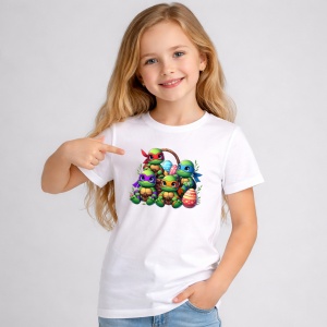 Tricou Paste Teenage Mutant Ninja Turtles Paste Oua Colorate, din bumbac 100%, tricou alb, Copii | Dama | Barbat - Img 2