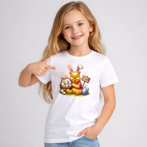 Tricou Paste Winnie The Pooh Paste Cos Oua Colorate, din bumbac 100%, tricou alb, Copii | Dama | Barbat - Img 2