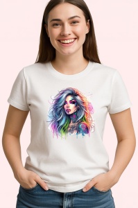 Tricou pastel hair tattooed woman blue tone, femeie cu par pastel si tatuaj ton albastru, Copii | Dama | Barbat