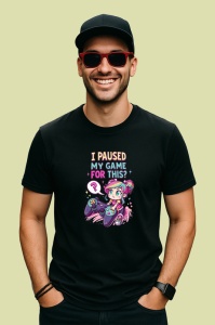 Tricou Paused My Game For This Gamer Fata, Copii | Dama | Barbat, culoare negru - Img 2