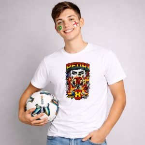 Tricou Pedri Spain World Cup Fifa 2026 V3, din bumbac 100%, tricou alb, Copii | Dama | Barbat - Img 2