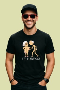 Tricou Pensionari Te Iubesc, din bumbac 100%, tricou negru, Dama | Barbat - Img 2