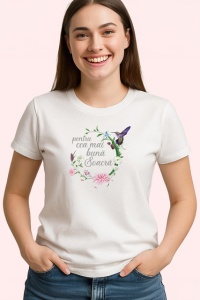 Tricou Pentru Cea Mai Buna Sora Coronita Flori Pasare, din bumbac 100% , tricou alb pentru Dama