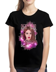 Tricou pentru dama - K-POP - Rosé BLACKPINK - Tricou unicat, stil modern, BLACKPINK idol look. - Img 2