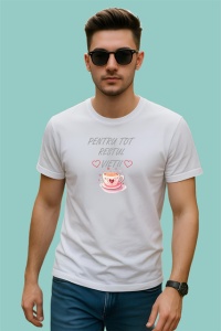 Tricou Pentru Tot Restul Vietii Ceasca Ceai Inima, din bumbac 100% , tricou alb pentru Dama | Barbat