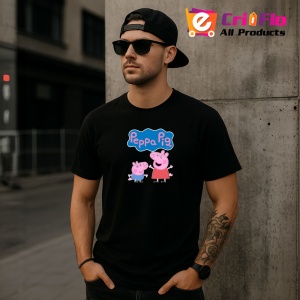 Tricou Peppa Pig purcelusa roz in aventuri zilnice cu familia, Copii | Dama | Barbat , tricou negru - Img 11