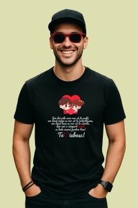 Tricou Perna Indragostiti Cu Mesaj Am Doi Ochi Care Vor Sa Te Vada, din bumbac 100%, tricou negru, Dama | Barbat - Img 2