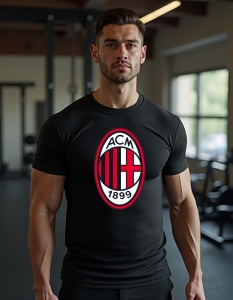 Tricou personalizat pentru barbati din bumbac 100% - Echipa De Fotbal - AC Milan