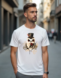 Tricou personalizat pentru bărbați din bumbac 100% - SteamPunk Owl