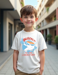 Tricou personalizat pentru copii din bumbac 100% - Dexter's Lab Genius, Dexter, desen animat, știință, nostalgie, ciudat