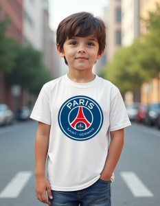 Tricou personalizat pentru copii din bumbac 100% - Echipa De Fotbal - PSG - Img 2