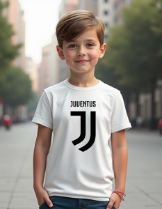 Tricou personalizat pentru copii din bumbac 100% - Echipa De Fotbal - Juventus