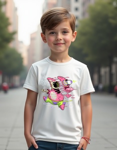 Tricou personalizat pentru copii din bumbac 100% - Glitchy Patrick, SpongeBob, desen animat, glitch, suprarealist, pop art