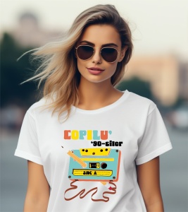 Tricou personalizat pentru dama din bumbac 100% - Copilul anilor 90 - Img 2