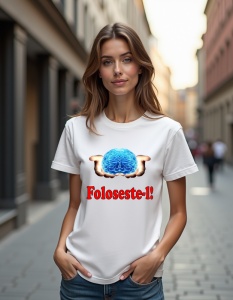 Tricou personalizat pentru dama din bumbac 100% - Foloseste Creierul - Img 2