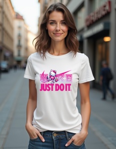 Tricou personalizat pentru dama din bumbac 100% - Hello Kitty - Just Do It