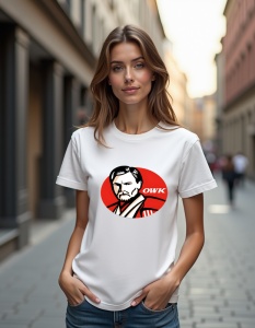 Tricou personalizat pentru dama din bumbac 100% - OWK KFC Parodie - Img 2