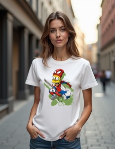 Tricou personalizat pentru dama din bumbac 100% - SpiderBart, The Simpsons, Spider-Man, desen animat, erou