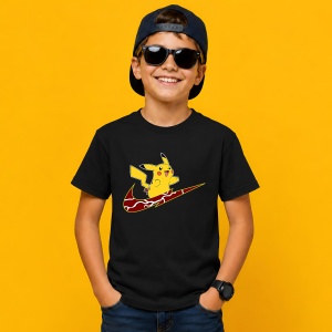 Tricou Pikachu Lightning Bolt Logo Urban Pokemon Streetwear, din bumbac 100%, tricou negru, Copii | Dama | Barbat - Img 3