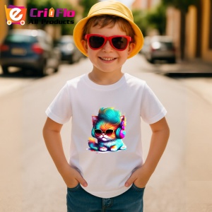 Tricou Pisica cu barba si ochelari rotunzi stil retro Copii | Dama | Barbat - Img 10