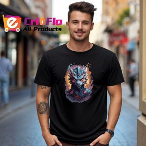 Tricou Pisica razboinica in stil cyberpunk Copii | Dama | Barbat, culoare negru - Img 6