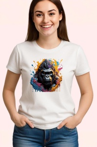Tricou Pisici curcubeu cu inima roz fundal alb Copii | Dama | Barbat - Img 3
