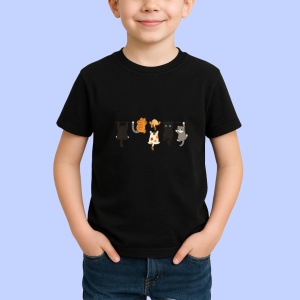 Tricou Pisici Jucause Negru, Copii | Dama | Barbat