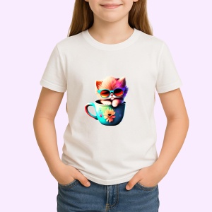 Tricou Pisicuta in cana albastra cu ochelari fundal albastru Copii | Dama | Barbat - Img 4